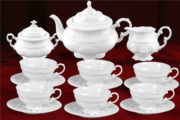 Чайный Сервиз на 6 персон 17 предметов Соната Белая Чехия