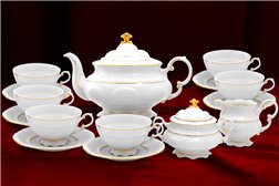Чайный Сервиз на 6 персон 17 предметов Соната Отводка Золото Чехия