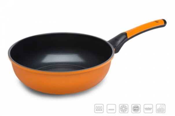 Сковорода Вок 28 см 1 штука Оранжевая Oursson Palette Корея